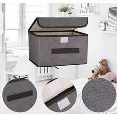 Aurmoo Pack of 4 Fabric Storage Boxes, Basket Storage with Lid, 8 L, Clothes Boxes, Storage, Stackable, Organiser Fabric with Lid, Foldable, Storage Box, Grey (255 x 190 x 160 mm)