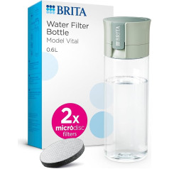 BRITA vandens filtro buteliukas Šviesiai žalias nešiojamasis vandens filtravimo buteliukas, skirtas hidratacijai keliaujant, filtruoja chlorą, organines priemaišas, hormonus ir pesticidus ir išsaugo svarbius