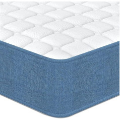 Wowttrelax Dvigubas čiužinys Vėsinantis gelis su atminties putomis Kvėpuojantis vidutiniškai kietas, palaikantis spaudimą ir minkštas audinys, draugiškas odai 135 x 190 x 20 cm Mėlyna balta
