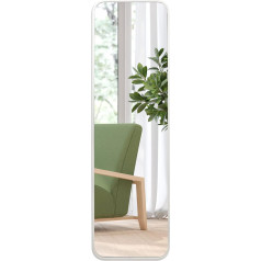 Giftgarden 14 x 47 colių baltas veidrodis aliuminio rėmas 47 colių ilgio pilnas veidrodis aukštas tualetinis veidrodis sieninis arba virš durų kabantis miegamojo vonios kambario spintai