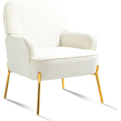 Sepnine Modernus svetainės fotelis Velvet Lounge Chair for Living Room and Bedroom Sofa Chair up to 135 kg White