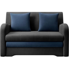 Mb-Moebel AMIRO Sofa-lovos su miego funkcija ir miegamojo lova Svetainės sofa-lovos sofos komplektas Minkšta sofa 130 x 85 x 103 cm (tamsiai pilka + tamsiai mėlyna - Nube 06 + 40)