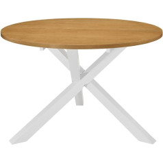 Vidaxl Gumos medžio masyvo medžio valgomojo stalas Virtuvės stalas Valgomasis stalas Medinis stalas Valgomasis stalas Virtuvė Balta ruda 120 x 75 cm MDF apvalus