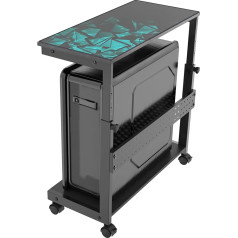 Eureka Ergonomic Reguliuojamo aukščio kompiuterio bokšto stovas, ATX korpuso procesoriaus laikiklis, kompiuterio stovas, po stalu esantis spausdintuvo vežimėlis su ratukais ir pelės kilimėliu, juodas