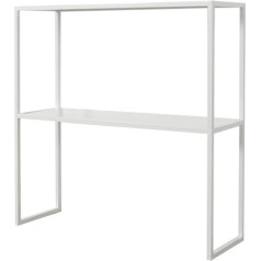 Konsolinis stalas, 2 pakopų metalinis konsolinis stalas, plonas prieškambario stalas su 2 lentynomis, modernus sofos stalas mažoms erdvėms, svetainei, biurui, juoda/balta, 60 cm (Dydis: 60 x 25 x