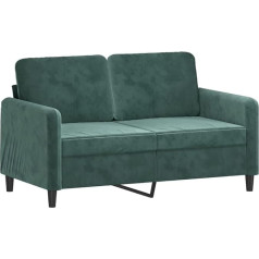 Vidaxl Sofa 2-vietė, poilsio sofa sofa su porankiais ir atlošais, svetainės sofos dizainas, sofos metalinis rėmas, sėdimieji baldai dviviečiai, tamsiai žalias aksomas