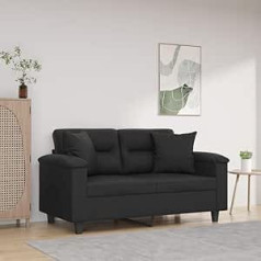 Gecheer 2-vietė sofa sofa kušetė Svečių sofa lova Sofa lova svetainei / namams / biurui su dekoratyvine pagalvėle Juoda 120 cm dirbtinė oda Type2