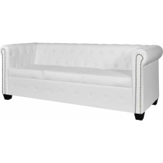 Camerina Chesterfield sofa 3 vietų dirbtinės odos balta maža sofa paauglio kambariui