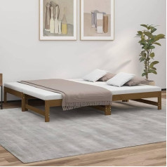 Tidyard Dienos miegamojo lova Išskleidžiama išskleidžiamoji lova Sofa lova Sofos lovos rėmas Svečių lova Pušies masyvas Medaus ruda 2X (90 x 190) cm