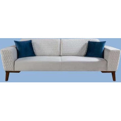 Jv Möbel 3 sėdimų vietų prabangi sofa 3 sėdimų vietų sofa Sėdimoji audinys Balta svetainė Nauja