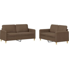 Vidaxl 2 dalių sofos komplektas, fotelis sofa su pagalvėlėmis, sofa svetainės sofa su porankiais, sofos komplekto dizainas sofos sėdimieji baldai minkšti baldai, rudas audinys