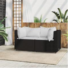Whopbxgad Svetainės baldų komplektai,Svetainės baldų komplektai,Sofa lova,Garten-Ecksofas mit Kissen 2 STK. Schwarz Poly Rattanmodular Sofa,modulinė sofa,modulinė sofa,lauko terasos baldai,