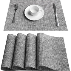 Itonc PVC virtuviniai kilimėliai, PVC staltiesės, skirtos padėkliukams, servetėlėms, puodelių kilimėliams, padėkliukams, vandeniui atspari staltiesė (spalva: pilka, dydis: 6 vnt.)