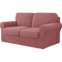 ‎Nopexto NOPEXTO Stretch Jacquard baldų apsauga, sofos užvalkalų komplektai su atskirais atlošais ir sėdynių pagalvėlėmis, languotas Spandex žakardinis audinys (2 sėdimos vietos, plytų raudona)