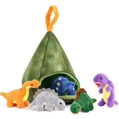MorisMos Dinozauras Teddy Pliušiniai žaislai 30cm Žalioji mama dinozauras su kūdikiu viduje minkštas pliušinis žaislas berniukams Pūkuoti dinozaurai Dovanos vaikams Gimtadienio apdaila
