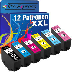 Tito-Express PlatinumSerie 12 XXL kasečių, suderinamų su Epson T3791-T3796 378XL 378 XL | Expression Photo XP-15000 XP-8000 XP-8005 XP-8500 XP-8505 XP-8600 XP-8605