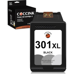 COCCINK 301XL spausdintuvo kasetės, skirtos HP 301 XL Deskjet 1000 1010 1050 1510 2050 2510 2540 3000 3050 Envy 4500 5530 OfficeJet 2620 4636 Ink Advantage 2515 Vėl rerererererecycled paten (1 juoda)