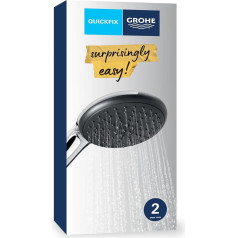 GROHE Vitalio 110 26947001 Rankinis dušas ~ 14 l/min (2 srovių tipai, standartinė jungtis, silikoninis žiedas apsaugo nuo kritimo), apvalus, chromas