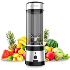 Cecotec Tragbarer Einzel-Smoothie-Mixer WanderlustMix USB. 126W, Kompakt, 400ml-Becher, 4 Klingen mit schwarzer Titanbeschichtung, 15 Nutzungen Autonomie