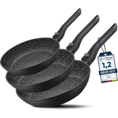 DIVORY Pfannenset 3-teilig Pfanne 20cm, 24cm, 28cm mit abnehmbaren Griff, Induktion, Antihaft-Beschichtete Bratpfanne hoch, Campingpfanne - Induktionspfanne