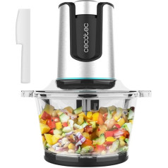 Cecotec Elektrischer Lebensmittelhacker ChopBeat 2000 Delhi Glass. 500 W, Zerkleinert, Schneidet und Hackt Fleisch, Gemüse und Eis, 4-Klingen-Edelstahlmesser, 2 Geschwindigkeiten, 500 g-Schüssel
