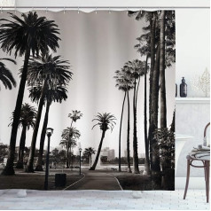 ABAKUHAUS Los Angles Park View Palme dušo užuolaida, atspari muilo bakterijoms, pelėsiui ir vandeniui, su 12 kabliukų ir atspari spalvai 175 x 220 cm tamsiai ruda balta
