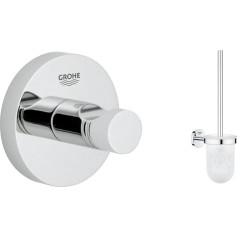 GROHE Bau Cosmopolitan, vonios kambario reikmenys, tualeto šepetėlių rinkinys, 40463001 & essentials vonios kambario reikmenys, chromuotas kabliukas, 40364001