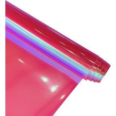 XHT holografinis skaidrus TPU vinilas 30 cm x 135 cm rožinės spalvos želė audinys amatams