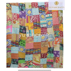 Yuvancrafts Tradicinė antklodė Indijos rankų darbo Patchwork Kantha Throw Medvilninė Kantha Throw Gudari antklodė Bedspread