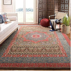 SAFAVIEH Traditionell Teppich für Wohnzimmer, Esszimmer, Schlafzimmer - Mahal Collection, Kurzer Flor, Marineblau und Rot, 201 X 279 cm