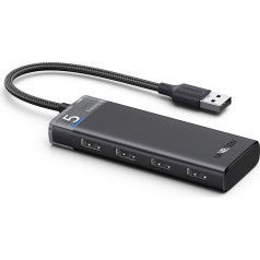 HUB adapterio prievadų skirstytuvas 4x USB-A 3.0 ir USB-A maitinimo kabelis juodas