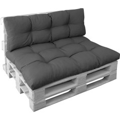 DILUMA padėklų pagalvėlių rinkinys, antracito spalvos, 120 x 80 cm sėdynės pagalvėlė ir 120 x 40 cm atlošo pagalvėlė, patogi 15 cm pagalvėlė, padėklų sofa, sukomplektuota lauke ir viduje, padėklų pagalvėlė su atlošo pagalvėle, pagamin