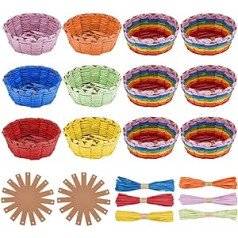 FREEBLOSS 12 vienetų krepšelių gaminimo rinkinys, Creative Raffia krepšelis su instrukcijomis, Velykinio krepšelio gaminimo rinkinys, krepšelių pynimo priedai suaugusiems, Creative Woven