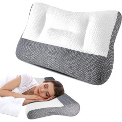 Ergonominė pagalvė, kaklo atraminė pagalvė, ergonominė miego pagalvė, ortopedinė pagalvė nuo kaklo ir pečių skausmo, pagalvė šoniniam ir nugaros miegui, mikropluošto užpildas, minkšta