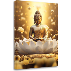 LZIMU Auksinis Budos tapyba Zen drobė paveikslai Budos statula Lotoso paveikslas Dvasiniai atspaudai Spa meno kūriniai jogos meditacijos budistų maldos kambarys (Picture-2, (30.00 x 45.00 cm))