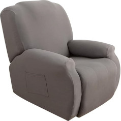 Qelus Deck Chair Covers, Pack of 4, Stretch Deck Chair Protective Cover, Spandex Recliner Chair Covers with Side Pocket, Furniture Protection, Non-Slip for Electric Manual Deck Chair, Armchairs
