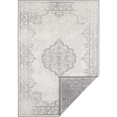 NORTHRUGS Cebu kilimas patalpoms ir lauke 120 x 170 cm - dvipusis kilimas, atsparus oro sąlygoms, rytietiško senovinio dizaino kilimas, skirtas balkonui, terasai, sodui, konservatorijai, gyvenamajam kambariui, atsparus vandeniui, pilkai kreminės spalvo