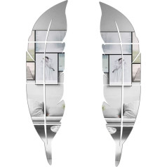 CUNYA 3D veidrodžio kambario dekoro lipdukai, 2 vnt., 30,5 x 124,5 cm, plunksnos formos lipnus akrilo sienų menas, namų dekoracijos svetainei, ūkiui, vonios kambario dekorui (kairė ir dešinė)