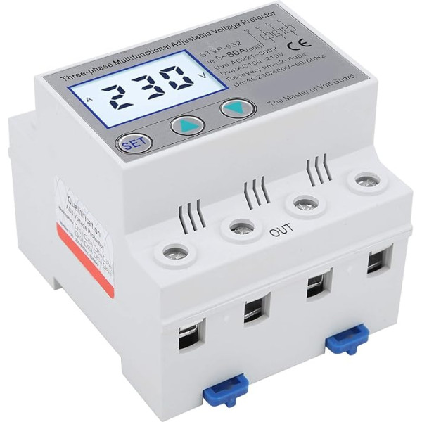 Įtampos apsauga, reguliuojama įtampos apsauga, STVP-932 230V/400V AC, 3 fazių LCD daugiafunkcinė įtampos apsauga (80A)