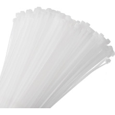 sourcing map Kabelbinder, 250 mm, 18 kg, selbstsichernd, lang, Nylon, 5 mm, für Kabelmanagement, Weiß, 200 Stück