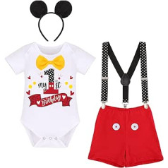 IBTOM CASTLE Pirmojo gimtadienio oficialus džentelmeno apranga berniuko tortui Smash Mickey Mouse puošniai pasipuošti Kostiumų šliaužtinukai vystyklai, petnešos Peteliškės vakarėlio drabužių rinkinys fotosesijai