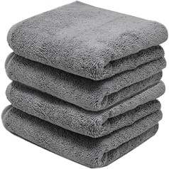 Towelogy® mikropluošto valymo šluostės 420 gsm didelės storos itin sugeriančios daugiafunkcinės poliravimo šluostės 40x40 cm pilkos 4 vnt.