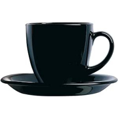 Luminarc Carine Black, 6 puodelių dėžutė su stikline plokšte, 22 cm, juoda