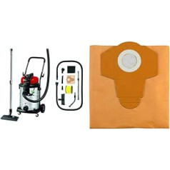 Einhell TE-VC 2230 SA šlapio ir sauso dulkių siurblys (1150 W, 220 mbar, 30 L, nerūdijančio plieno talpykla, 3 m siurbimo žarna, Eco Power) + Einhell purvo surinkimo maišelis 30 litrų drėgnam/sausam dulkių siurbliui, 5 vnt.