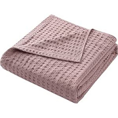 Lovatiesė Hayisugal, 100 % medvilninė vaflinė, švelni antklodė, pūkuota antklodė, minkšta vasarinė antklodė, vaflinė išvaizda, erdvi medvilninė antklodė kaip lovatiesė, sofos antklodė, rožinė, 150 x 200 cm