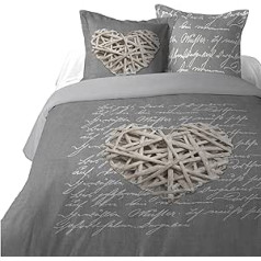 Lovely Casa WOODLOVE Bettbezug, einfarbig, Grau, 240 x 220 cm
