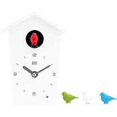 KOOKOO Birdhouse Mini Weiß, dizainas Kuckucksuhr mit 12 Vogelstimmen arba Kuckuck