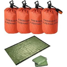 FŽP. Avarinis išgyvenimo miegmaišis, Bivvy krepšys, Survival Gear Kit terminė antklodė PE aliuminio plėvelė, skirta nuotykiams lauke, stovyklavimui, žygiams ir pirmajai pagalbai, lengvas vandeniui atsparus terminis krepšys (žalias)