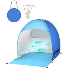 „Pop Up Tent“ paplūdimio palapinė, nešiojama skėčia nuo saulės vaikams 2–3 asmenims, apsauga nuo UV 50+, automatinė momentinė kūdikių palapinė Lauko kempingo palapinė šeimos paplūdimio iškylų sodui (mėlyna)