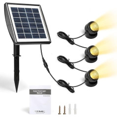 BuyWeek Solar-Teichleuchten, IP68, wasserdicht, LED-Tauchleuchte mit 3 Lampen, LED-Unterwasser-Teichleuchten, Outdoor-Landschaftsstrahler for Aquarium, Tank, Pool, Garten (Warmweiß 3200 K)